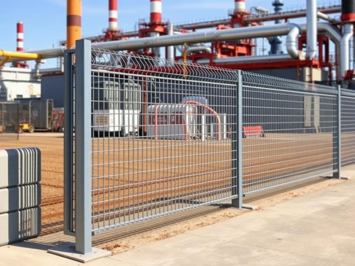 Gradil galvanizado instalado em planta industrial